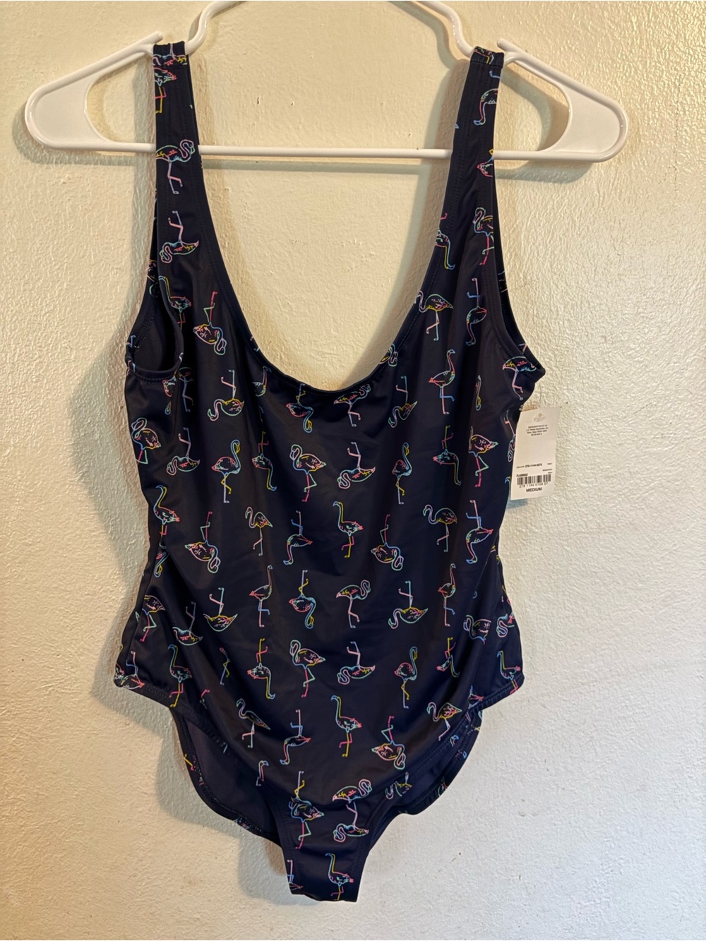 City Streets Navy One-Piece Swimsuit with Multicolor Flamingo Print